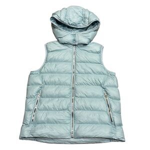 Peter Millar Golf Chiron Hooded Puffer Vest Cirrus Blue LF2EZ302 Women’s Sz L